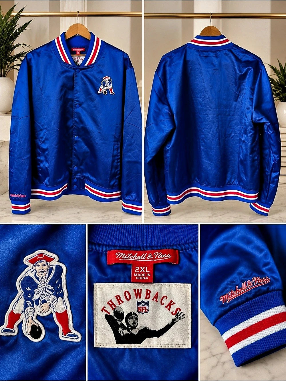 Mitchell & Ness New England Patriots Throwbacks Satin Snap Jacket Satin Varsity
